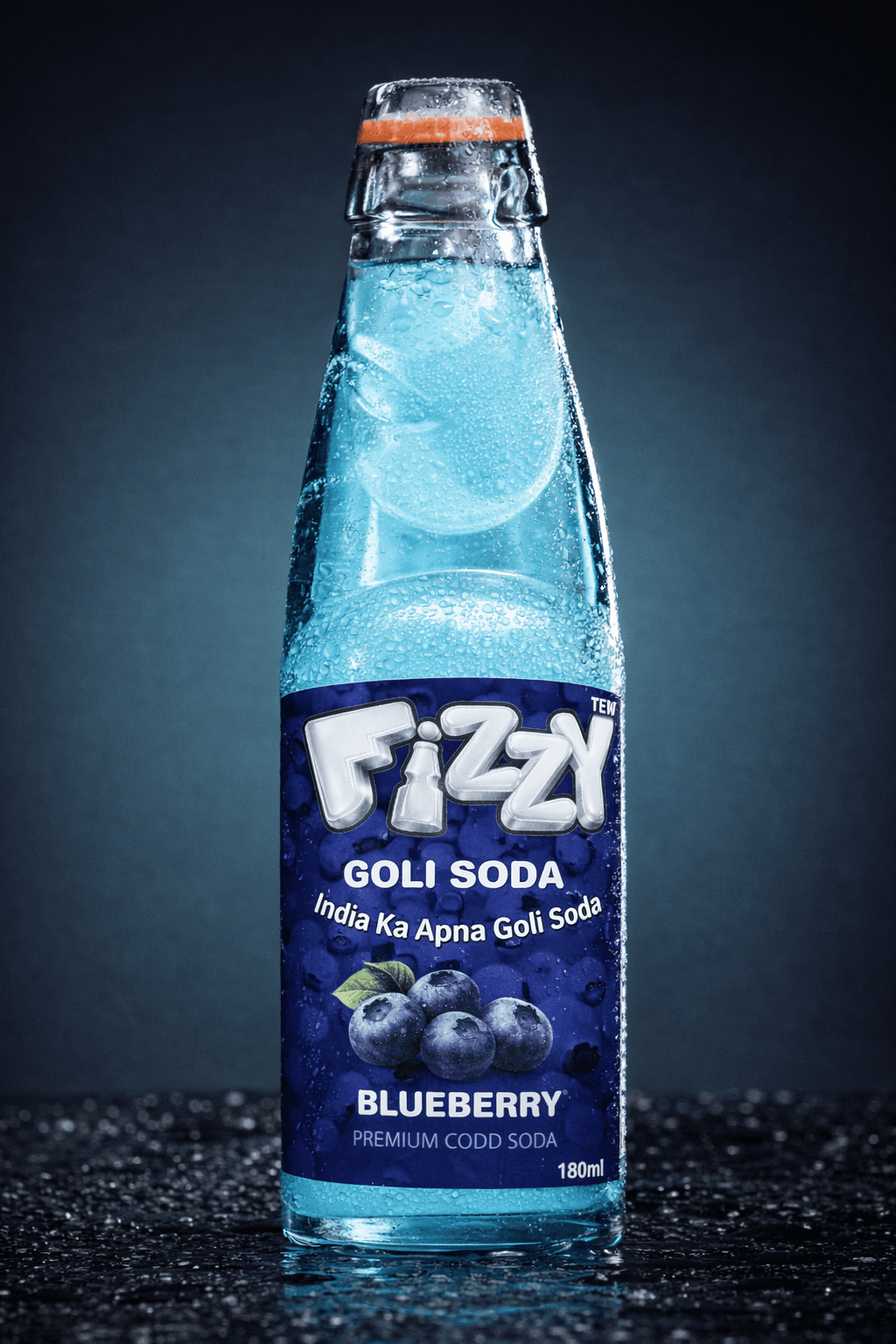 Blueberry Fizzy Goli Soda bottle