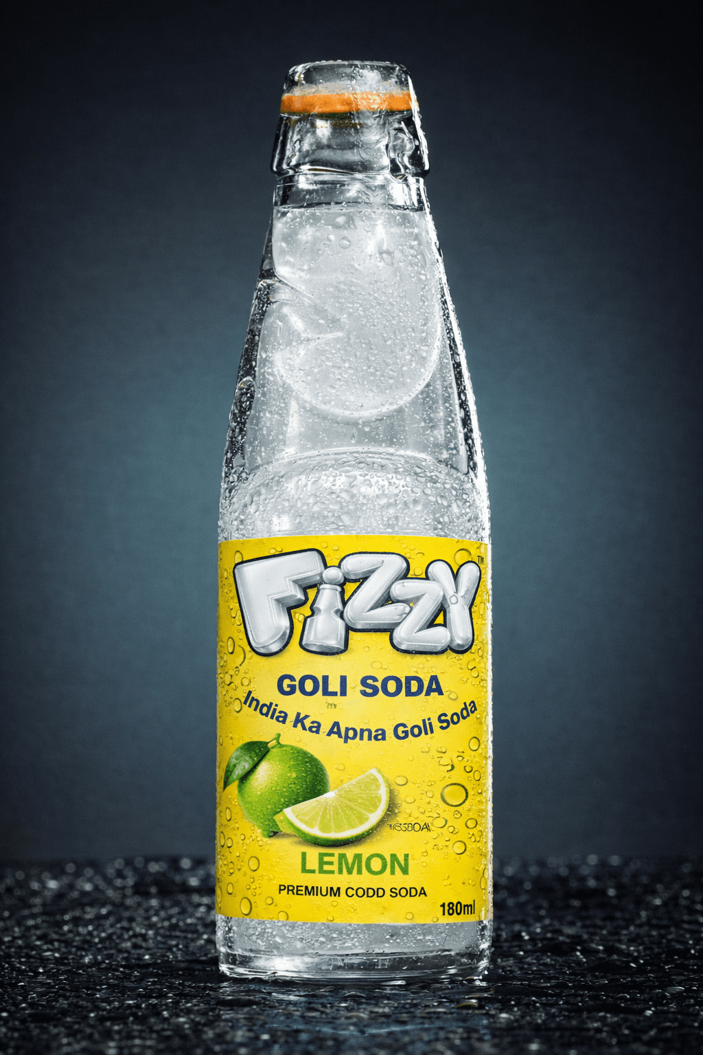 Lemon Fizzy Goli Soda bottle