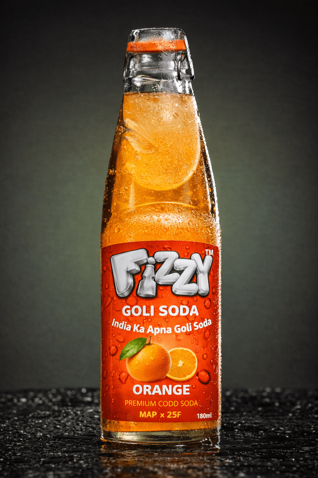 Orange Fizzy Goli Soda bottle